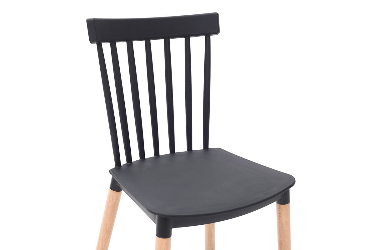 Zweifarbige Design-Sthle schwarz und Holz (2-er Satz) GAMBO