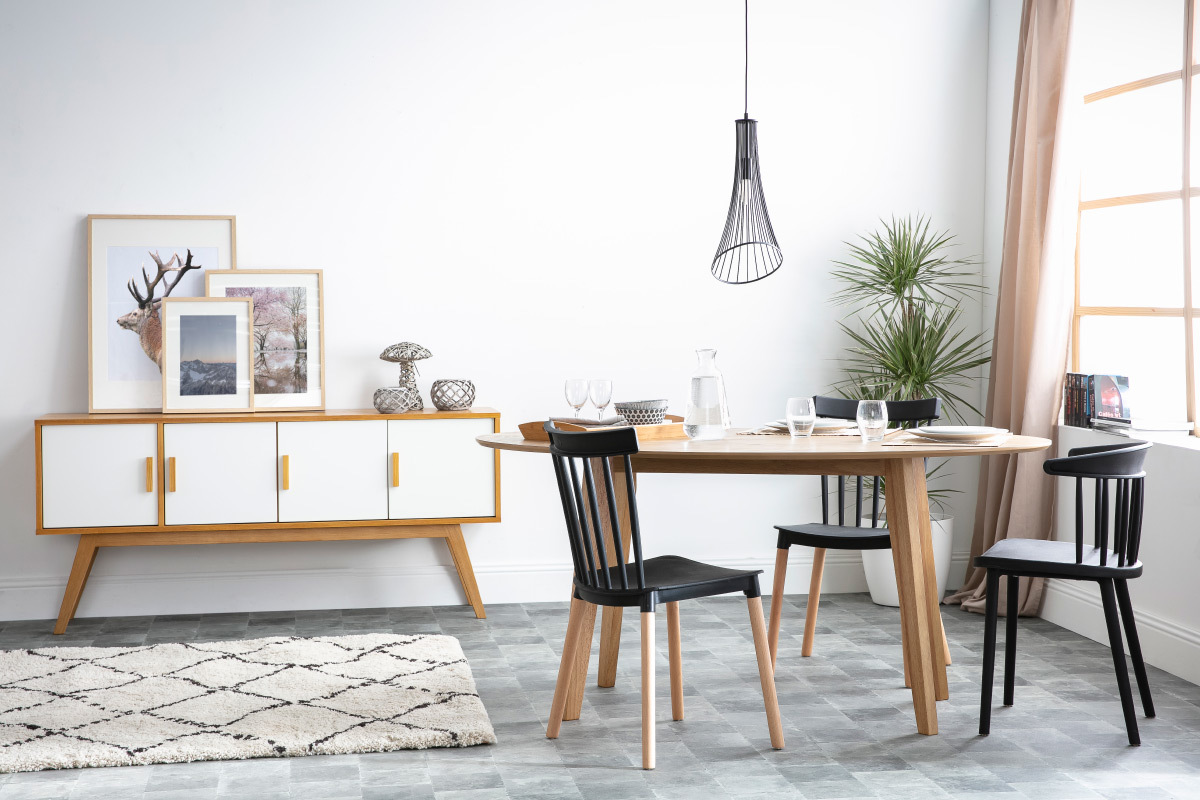 Zweifarbige Design-Sthle schwarz und Holz (2-er Satz) GAMBO