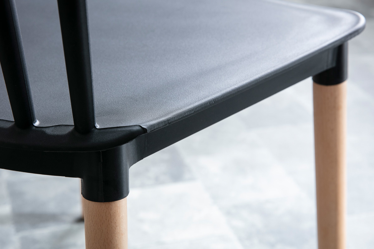 Zweifarbige Design-Sthle schwarz und Holz (2-er Satz) GAMBO