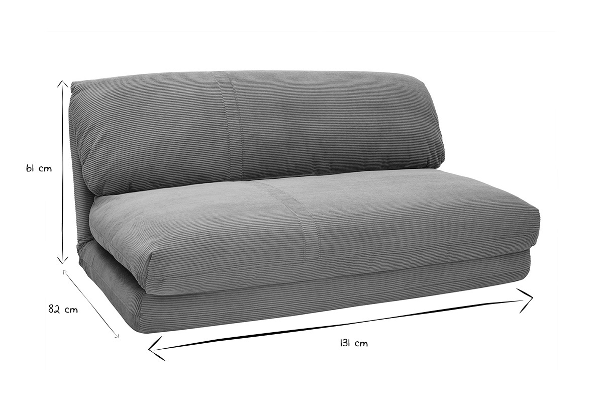 Zweisitzer-Schlafsofa aus khakifarbenem Samt-Cordstoff SPENCER