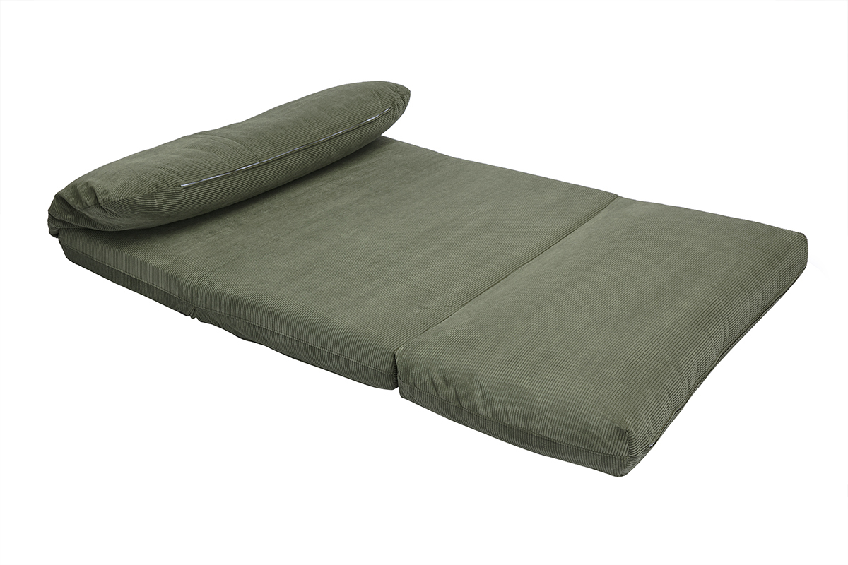 Zweisitzer-Schlafsofa aus khakifarbenem Samt-Cordstoff SPENCER