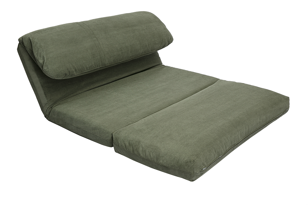 Zweisitzer-Schlafsofa aus khakifarbenem Samt-Cordstoff SPENCER