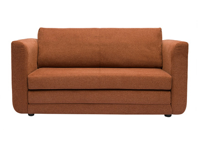 Zweisitzer-Schlafsofa aus strukturiertem Samteffektstoff in gebrannter Erde LEON