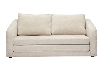 Zweisitzer-Schlafsofa in beige Velours-Effekt-Textil MAHAUT